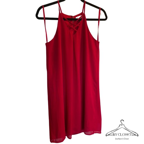 Monteau Los Angeles Red Cross Cross Lightweight Dress Size Small - Picture 1 of 8